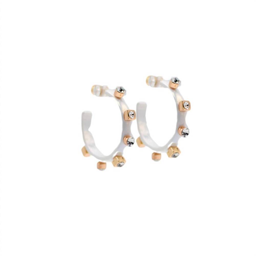 NEW SMITH & CO women's metal hoop earrings in white